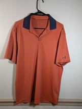 Under Armour Loose Heat Gear Men&#39;s Blue Orange Striped Golf Polo S/S Size Large - $15.84