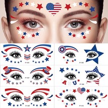 4th of July Temporary Tattoos Stickers Flag Tattoos Decals for Face Eye ... - £17.47 GBP