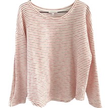 Talbots Women&#39;s L Large Sweater Pink Striped Scoop Neck Long Sleeves Cot... - $14.99