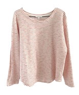 Talbots Women&#39;s L Large Sweater Pink Striped Scoop Neck Long Sleeves Cot... - £11.76 GBP