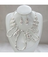 The Hammered Necklace Set - Matte Silver - £20.12 GBP
