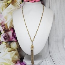 Vintage Kramer Gold Tone Tassel Pendant Chain Necklace - £19.61 GBP