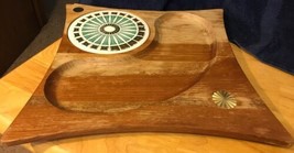 Vtg Serer Wood Cheese &amp; Cracker Board Retro - £13.44 GBP