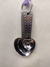 4 pc Metal Measure Spoons, Heart Shaped Measuring Spoons w/ O ring - £6.99 GBP