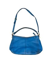 J. CREW Pebble Leather Cerulean Blue Hobo Shoulder Bag Gold Hardware Zip... - $42.75
