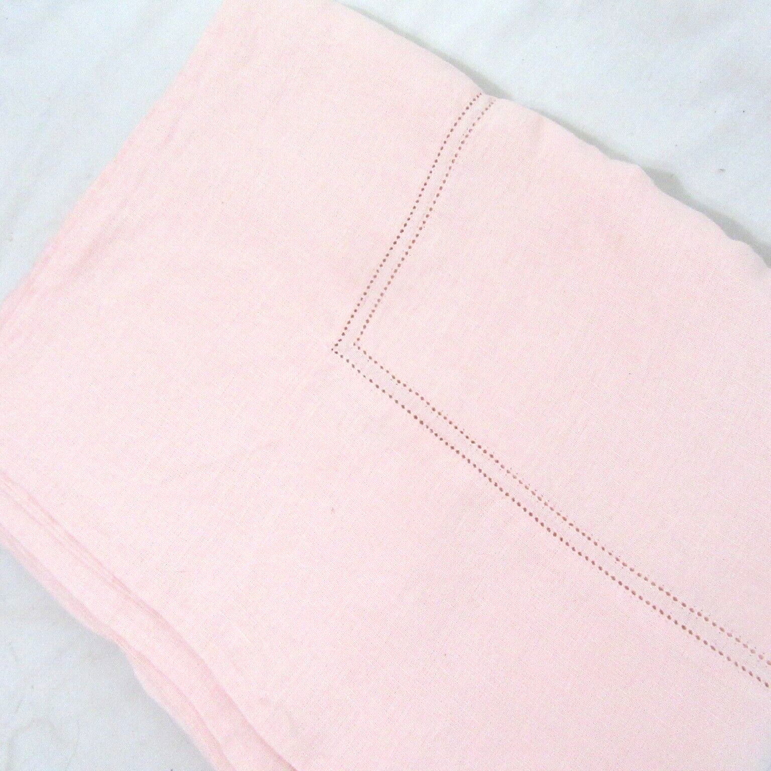 Williams-Sonoma Hemstitched Linen Solid Pale Pink 68 x 106 Oblong Tablecloth - $89.00