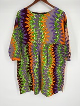 Yevu Smock Dress Sz S Multicolor Print Ghana West Africa Oversized 3/4 S... - £55.61 GBP