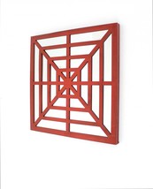 1.25 X 23.25 X 23.25 Red Mirrored Wooden  Wall Decor - £161.49 GBP