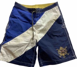Polo Ralph Lauren Embroidered Swim Trunks Shorts Blue Mens Large Mesh Lined - $24.75