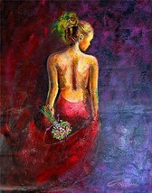 Gardani Lady with Flowers With COA Hand Signed Original Acrylic on Canvas - £7,397.46 GBP