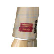 Men Suit BERLUSCONI Turkey Italian Wool 180's Glenn Plaid K167-07 Beige Blue image 7