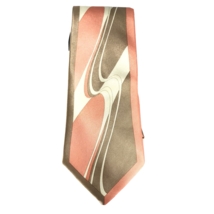 Prime Time Men&#39;s Tie Peach Beige Cream 100% Polyester 4&quot; Wide - £12.74 GBP