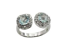 Usual 925 Solid Sterling Silver Exquisite Natural Blue Ring, Blue Topaz Blue Gem - £19.77 GBP