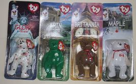 1999 McDonalds Ty Teenie Beanie Babies International Bears on Card Set of 4 - £7.73 GBP