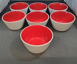 Set of 7, Oneida Color Burst Very Cherry Red Stoneware 5 1/2” Soup/Cerea... - £43.41 GBP