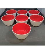 Set of 7, Oneida Color Burst Very Cherry Red Stoneware 5 1/2” Soup/Cerea... - £43.46 GBP