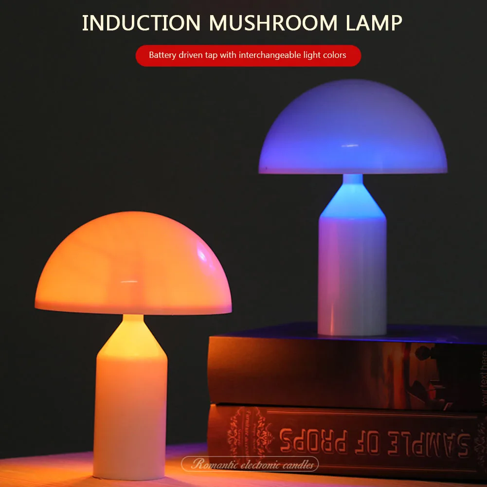 2/1pc Nordic Mushroom Table Lamp LED Night Light with Touch Sensor Battery - £11.63 GBP+