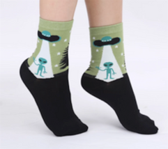 Alien Abduction UFO Unisex Crew Socks funny printed new  novelty Adult NV1221 - £7.85 GBP