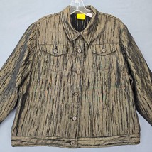 Ruby Rd Jacket Women Size 14 Brown Preppy Iridescent Button Up 3/4 Sleev... - £11.13 GBP