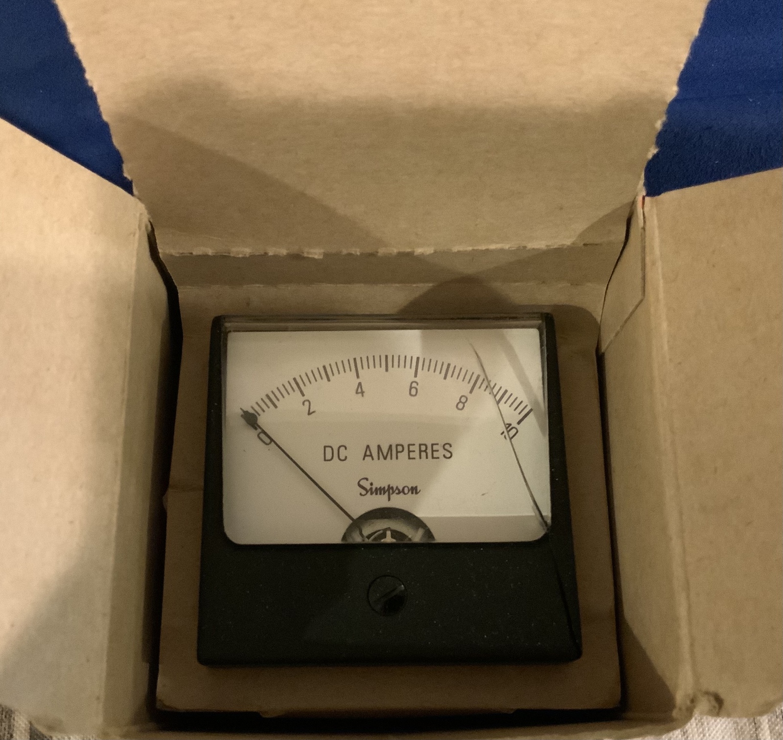 Simpson 1227A / D.C. AMP ANALOG PANEL METER,  with cracked screen - $15.59