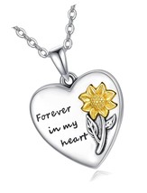 Sunflower Urn Pendant Necklace for Ashes,Sterling in - £93.51 GBP