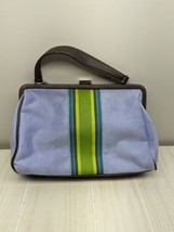 Tommy Hilfiger lavender purple Faux suede green fabric stripe Purse Bag ... - £8.53 GBP