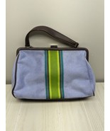 Tommy Hilfiger lavender purple Faux suede green fabric stripe Purse Bag ... - £8.62 GBP