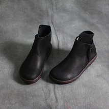 Women Boots Genuine Leather Ladies Shoes Zip New Spring/Autumn Handmade Retro Le - £84.12 GBP