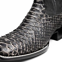 Marco Di Milano Genuine Snake Skin Cowboy Boot Missouri Stone White image 3