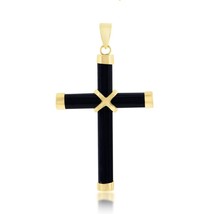 14K Yellow Gold, Black Onyx Cross Pendant - £190.57 GBP