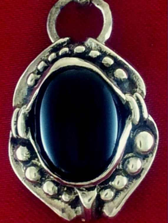 Heavy Rocker Biker Sterling Silver CAMEO Pendant with Big Stone by STAR KNIGHTS - $105.00