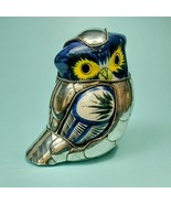 Silverplate and ceramic owl statue - $599.69 MXN