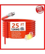 25 ft Heavy Duty Outdoor Extension Cord, 12/3 Gauge, Waterproof with Lig... - $928.41 MXN