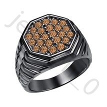 1 ct Lab Created Smoky Quartz 14k Black Gold Over Octagon Cluster Men&#39;s Ring - $52.35