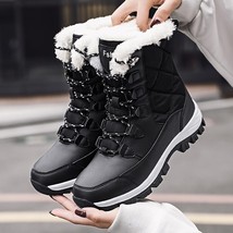 Ankle Boots Women Winter Shoes Keep Warm Non-slip Black Snow Boots Ladies Lace-u - £58.22 GBP