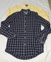 2 VTG Tommy Hilfiger Shirts Mens Small Multicolor Plaid Button Down Long... - $24.18