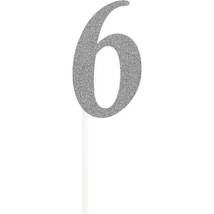 Silver Glitter Number &#39;6&#39; Cake Topper - $1.99