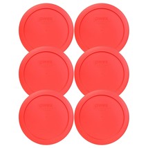 Pyrex 7201-PC 4 Cup Red Round Plastic Storage Lid, Made in USA - 6 Pack - £22.13 GBP