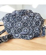 Vera Bradley Gray Medallion Print Satchel Cross Body Purse Organizer Black - $33.71