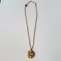 Stella and Dot Gold Tone Necklace With Large Circle Charm w Accent - £13.66 GBP