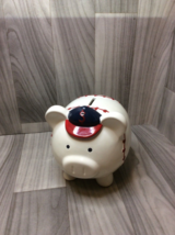 Ceramic Pig Piggy Bank Baseball Stitching Blue Red Ball Cap Target - £25.08 GBP