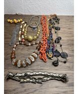 Vintage Lot of 10 Wooden Beaded Metal Necklaces Estate Jewelry Find KG - $4.94