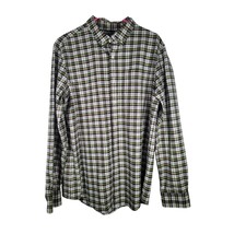 LL Bean Signature Men&#39;s Slim Fit Long Sleeve Button Up Plaid Shirt Green... - $26.99