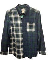 LL BEAN Flannel Mens Size Large Regular Fit Button Down green Shirt NWTs - £17.77 GBP