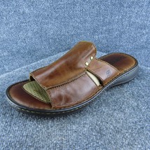 Born Comfort Footbed Men Slide Sandals Brown Leather Slip On Size 11 Medium - $29.69