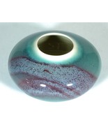 Art Pottery Porcelain Vase Gray Blue Color w Purple Splash - $92.02 MXN Art Pottery Porcelain Vase Gray Blue Color w Purple Splash - $92.02 MXN