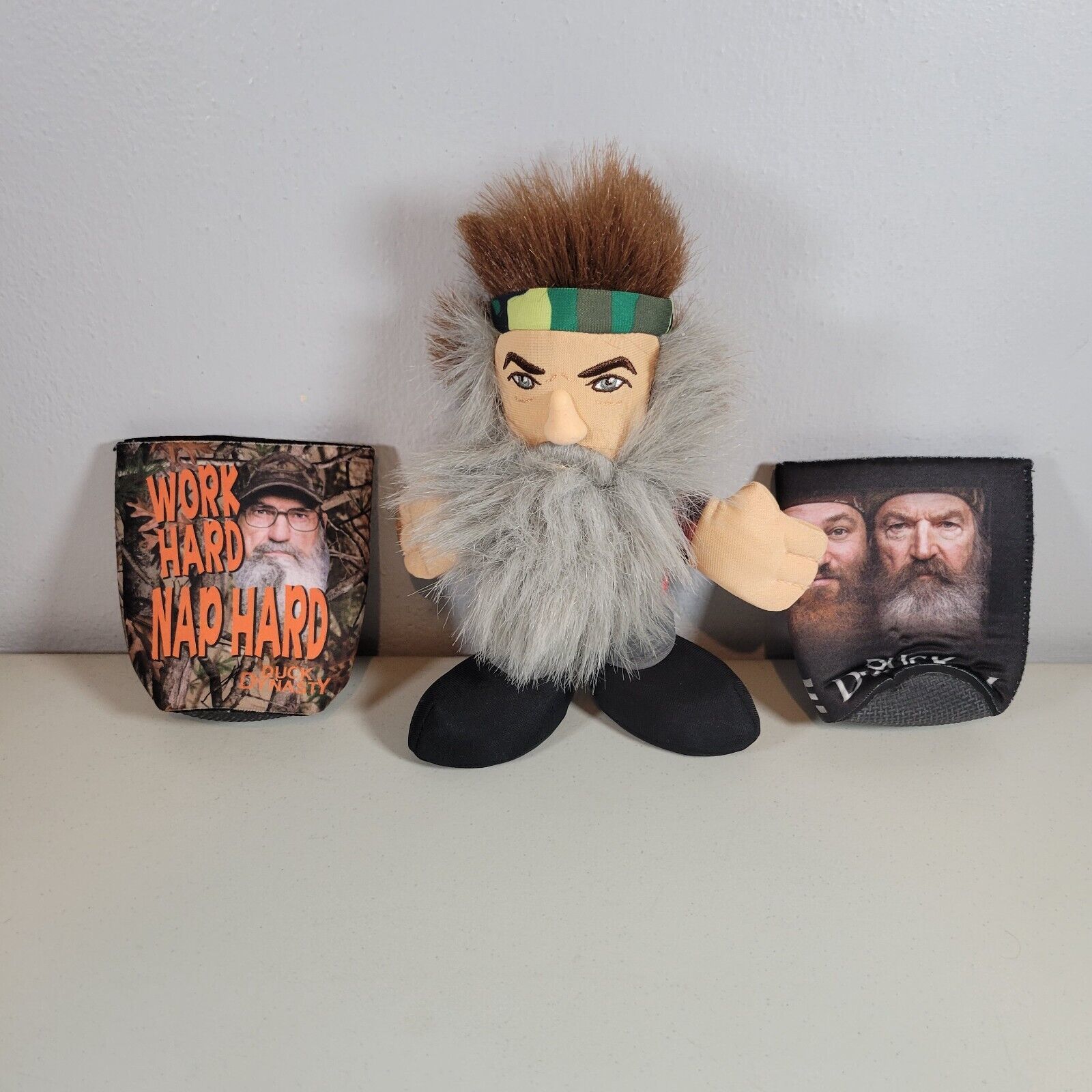 Duck Dynasty Lot Plush Phil Robertson Doll and 2 Can Koozies - £9.56 GBP