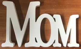 MOM Sign Wood Cutout Painted White 10&quot; x 6&quot; - $4.50