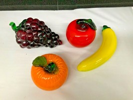 Murano Blown Glass Apple Orange Grapes and Bananas Fruit - £43.24 GBP