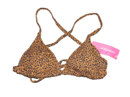 Xhilaration Leopard Print Size XS-00 Triangle Bikini Top, Removable Pads - £12.95 GBP